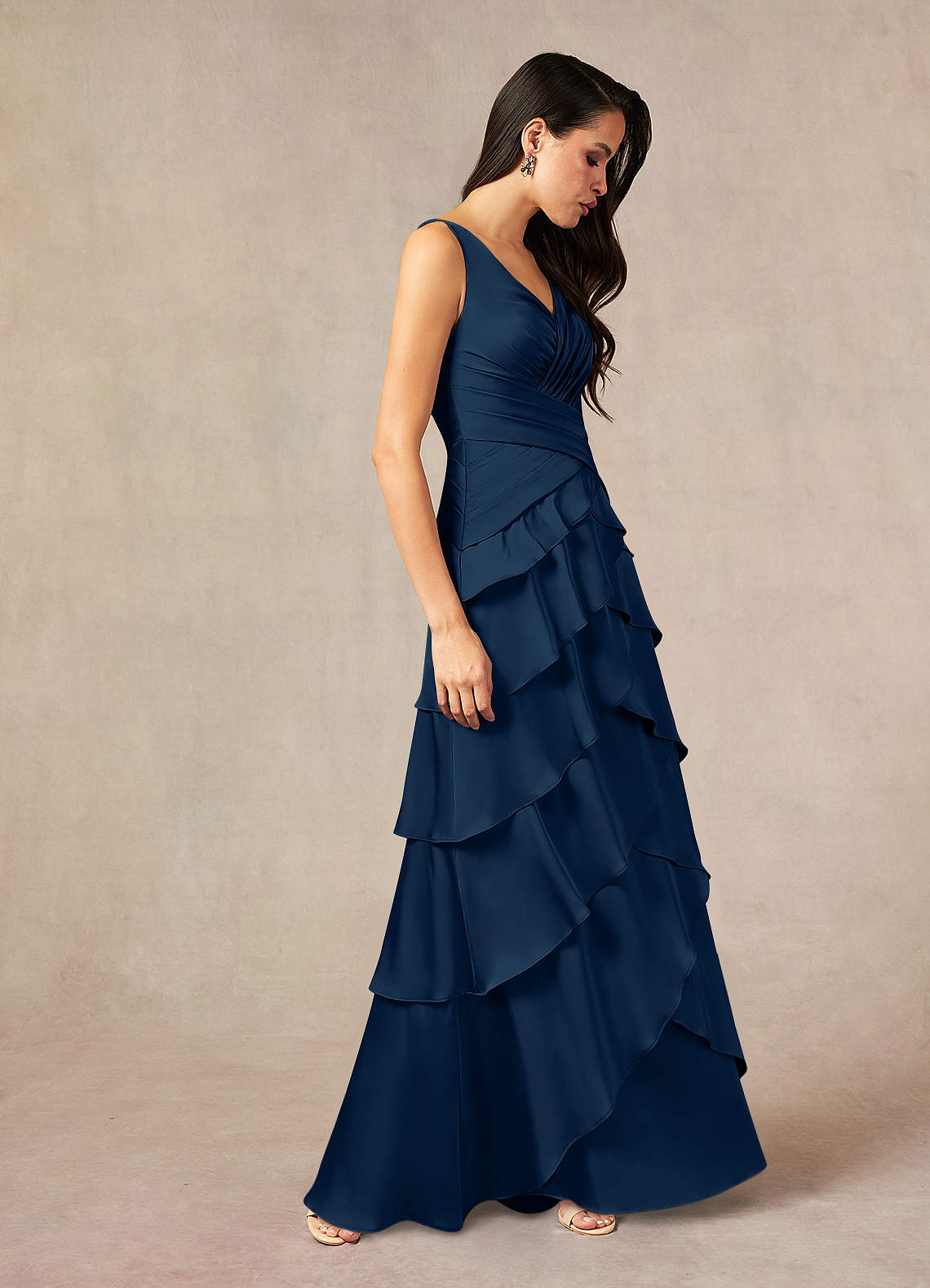 Viola A-Line V-Neck Stretch Satin Mother of the Bride Dress