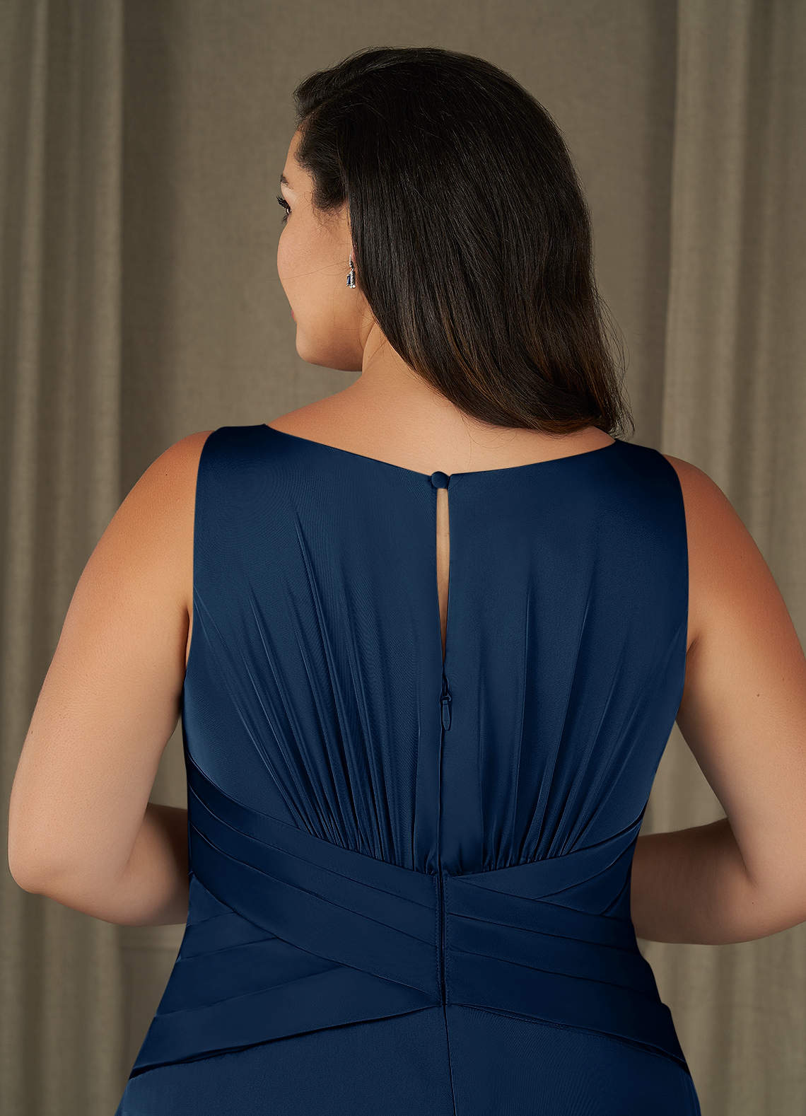 Viola A-Line V-Neck Stretch Satin Mother of the Bride Dress