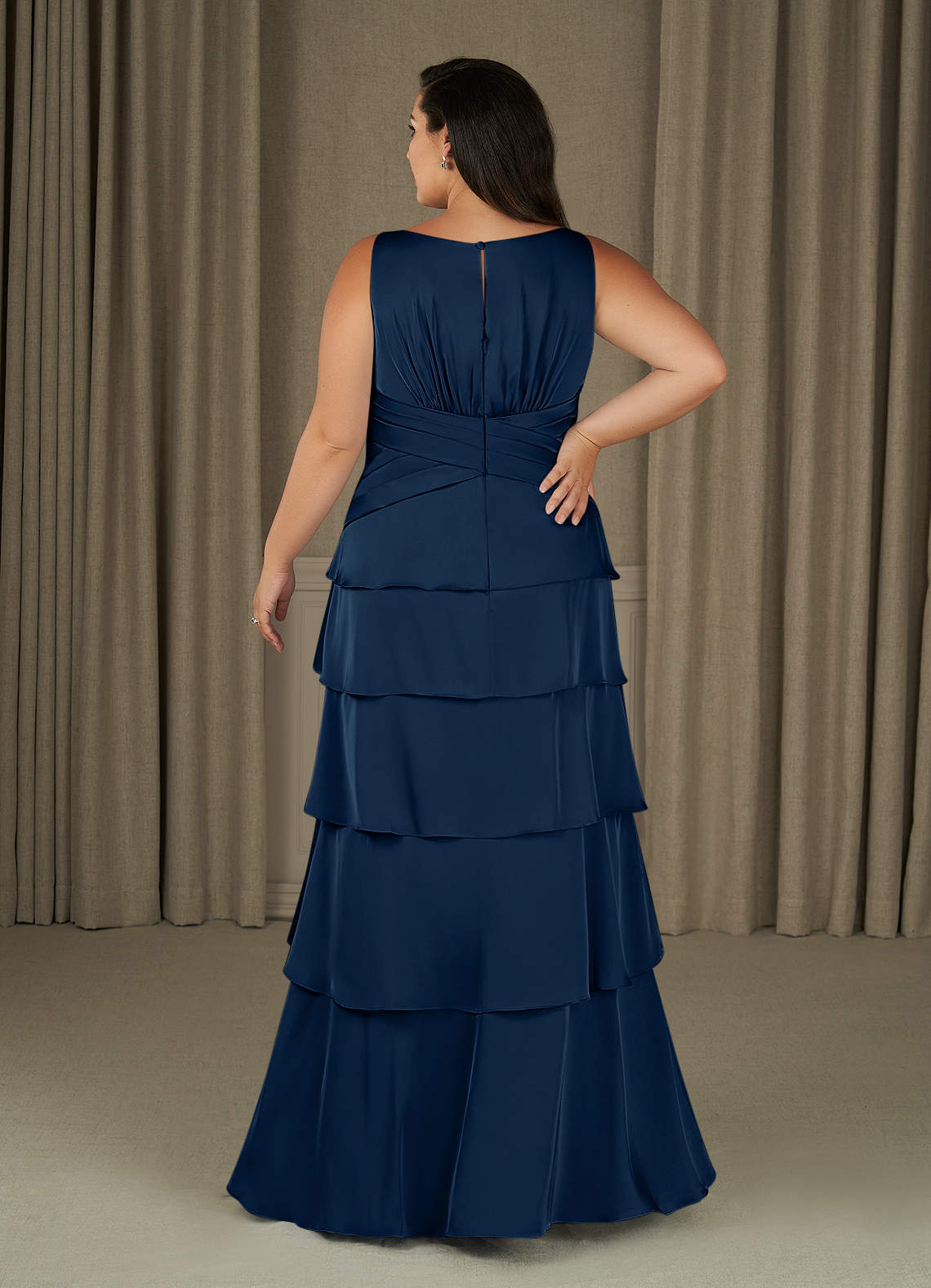 Viola A-Line V-Neck Stretch Satin Mother of the Bride Dress