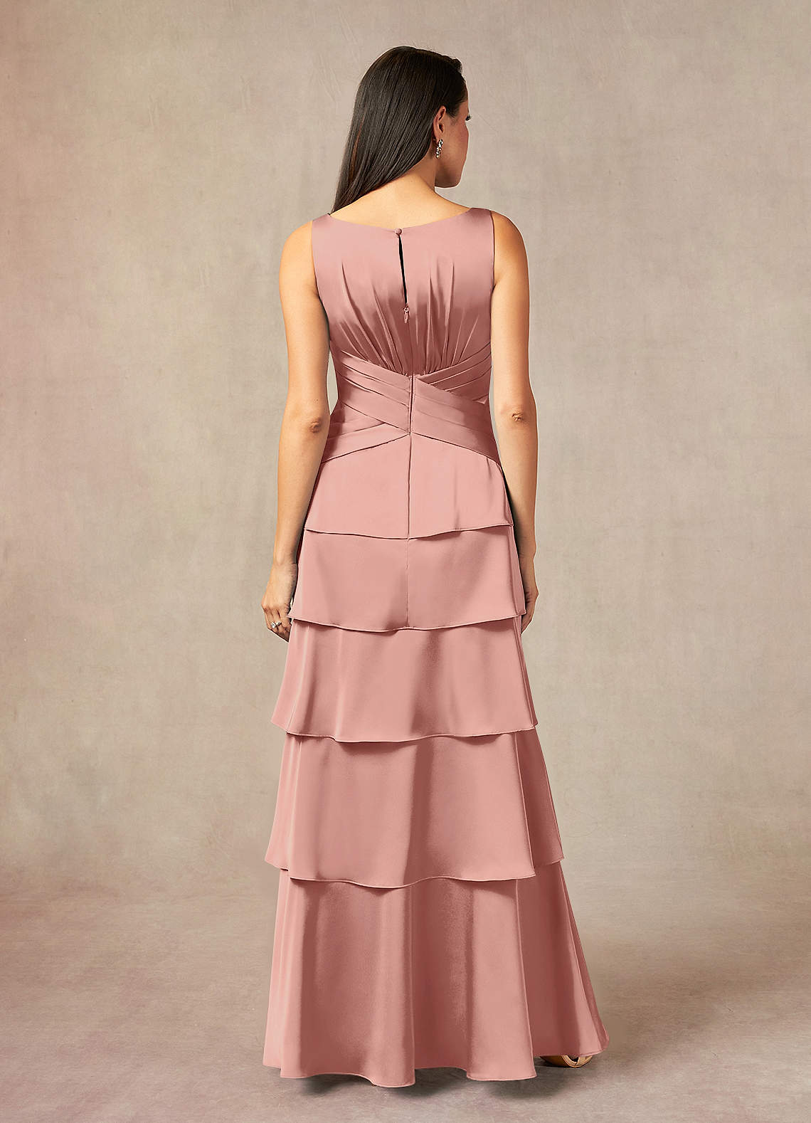 Viola A-Line V-Neck Stretch Satin Mother of the Bride Dress in Rosette