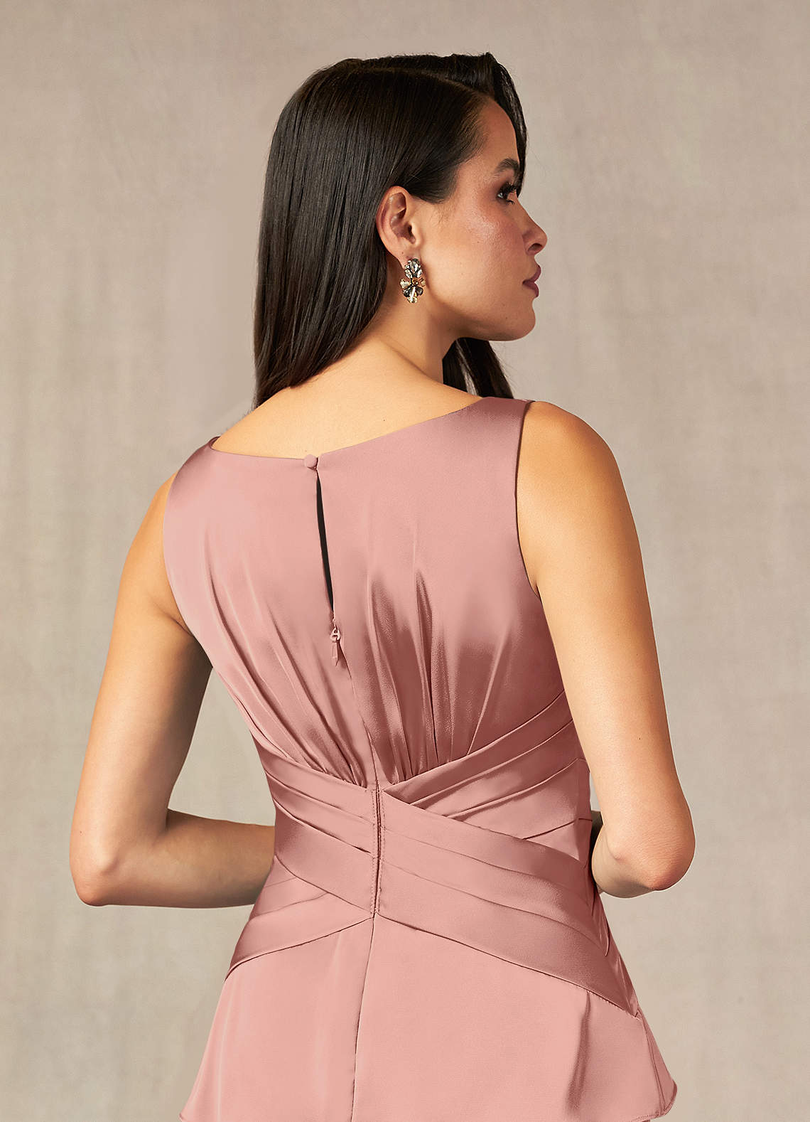 Viola A-Line V-Neck Stretch Satin Mother of the Bride Dress in Rosette