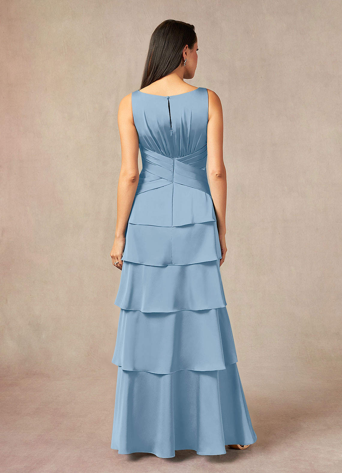 Viola A-Line V-Neck Stretch Satin Mother of the Bride Dress in Powder Blue