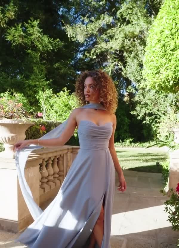 Ayla A-Line V-Neck Chiffon Bridesmaid Dress in Dusty Sage