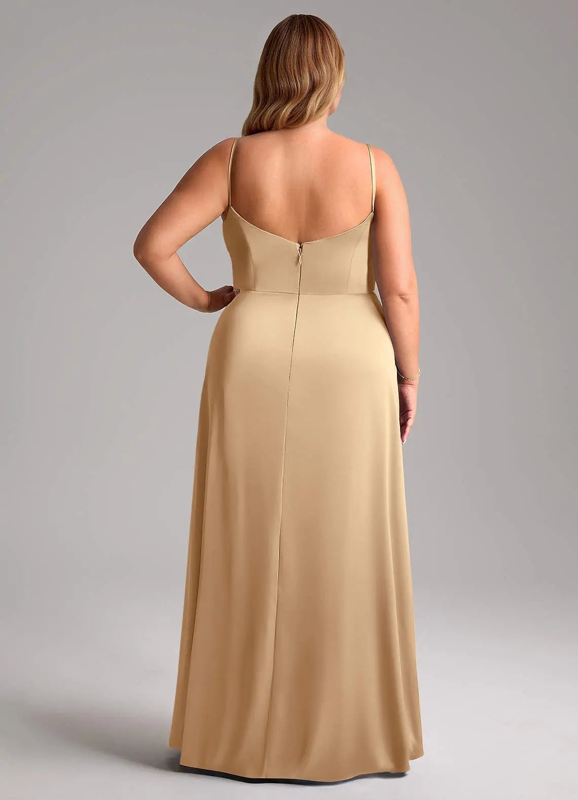 Azuree A-Line V-Neck Stretch Satin Bridesmaid Dress