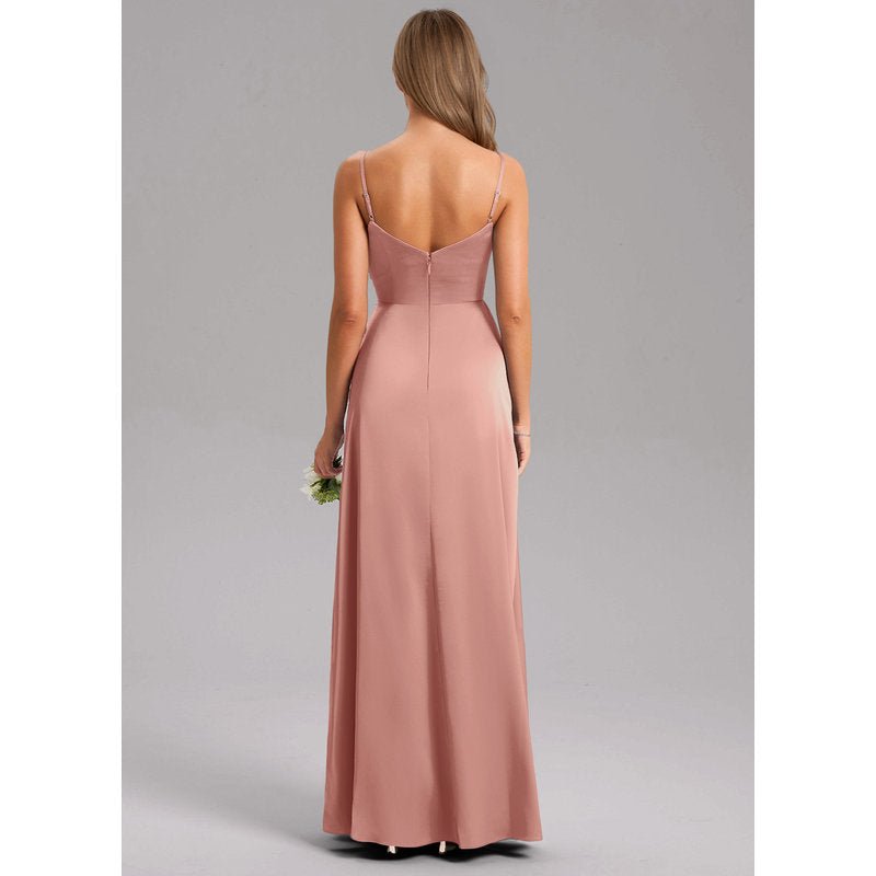 Waverly A-Line V-Neck Stretch Satin Bridesmaid Dress in Rosette - gallery 1