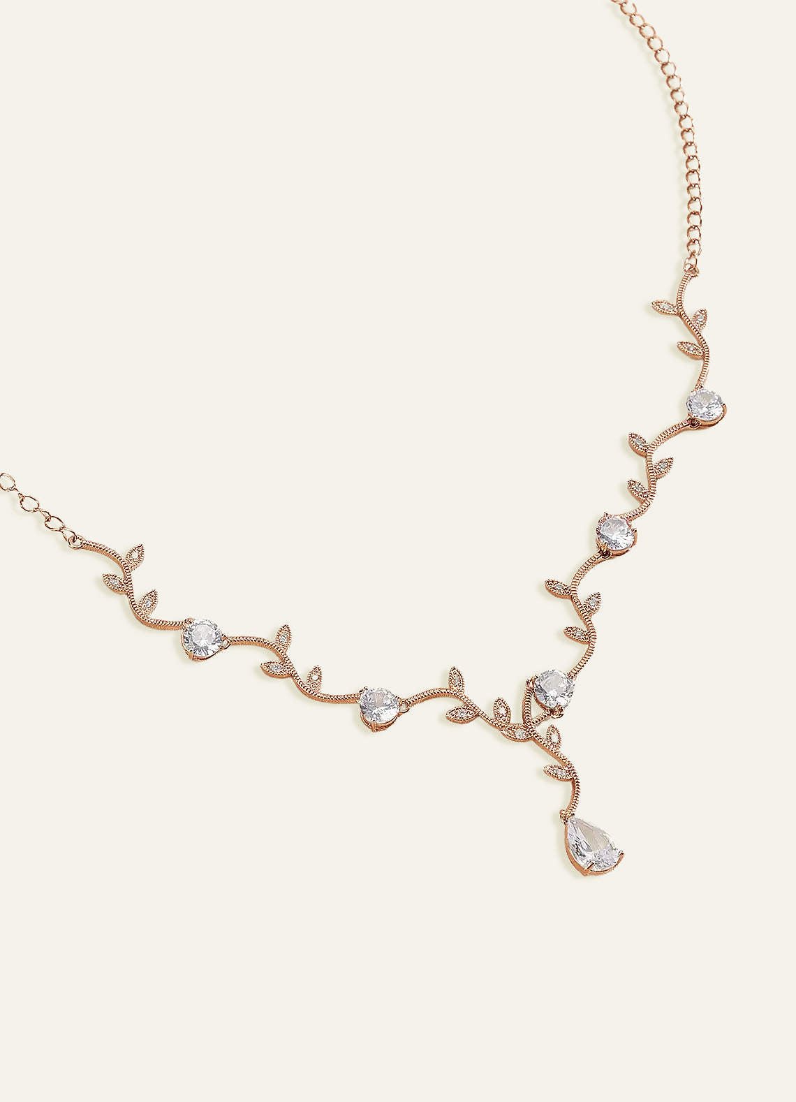 Wavy Crystal Vine Jewelry Set — rose gold — 图 4/17