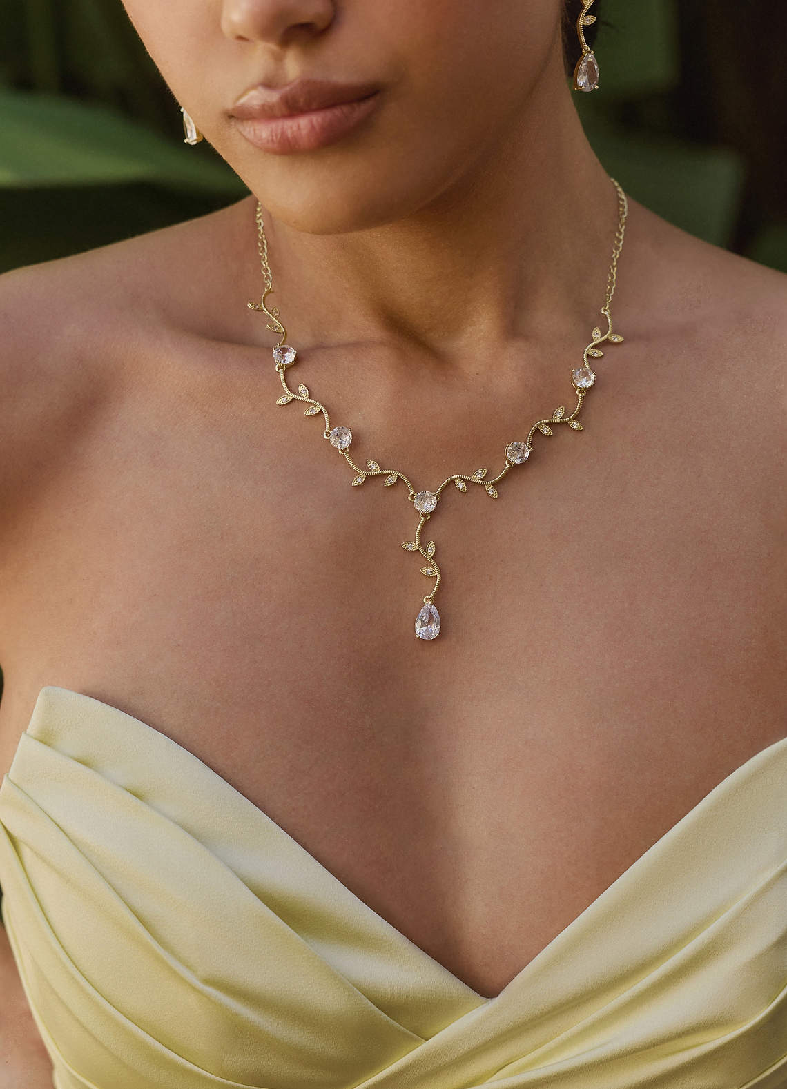 Wavy Crystal Vine Jewelry Set — Gold — 图 6/17