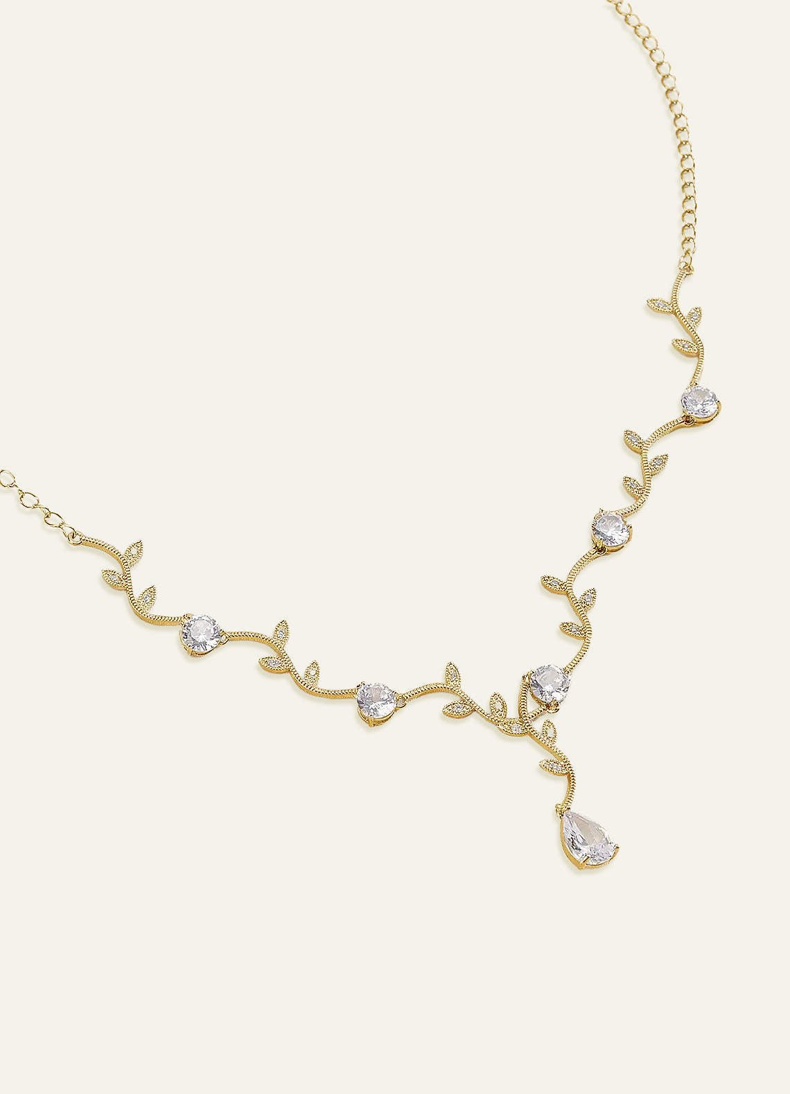 Wavy Crystal Vine Jewelry Set — Gold — 图 11/17