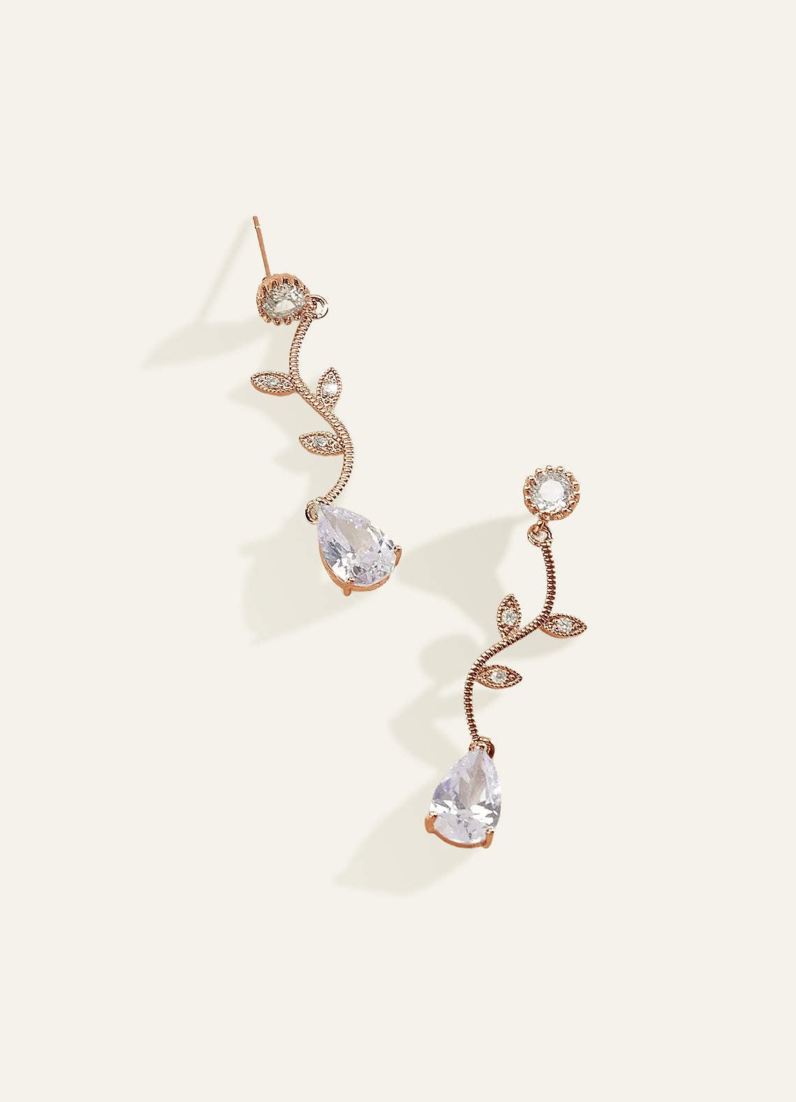 Wavy Crystal Vine Jewelry Set — rose gold — 图 5/17