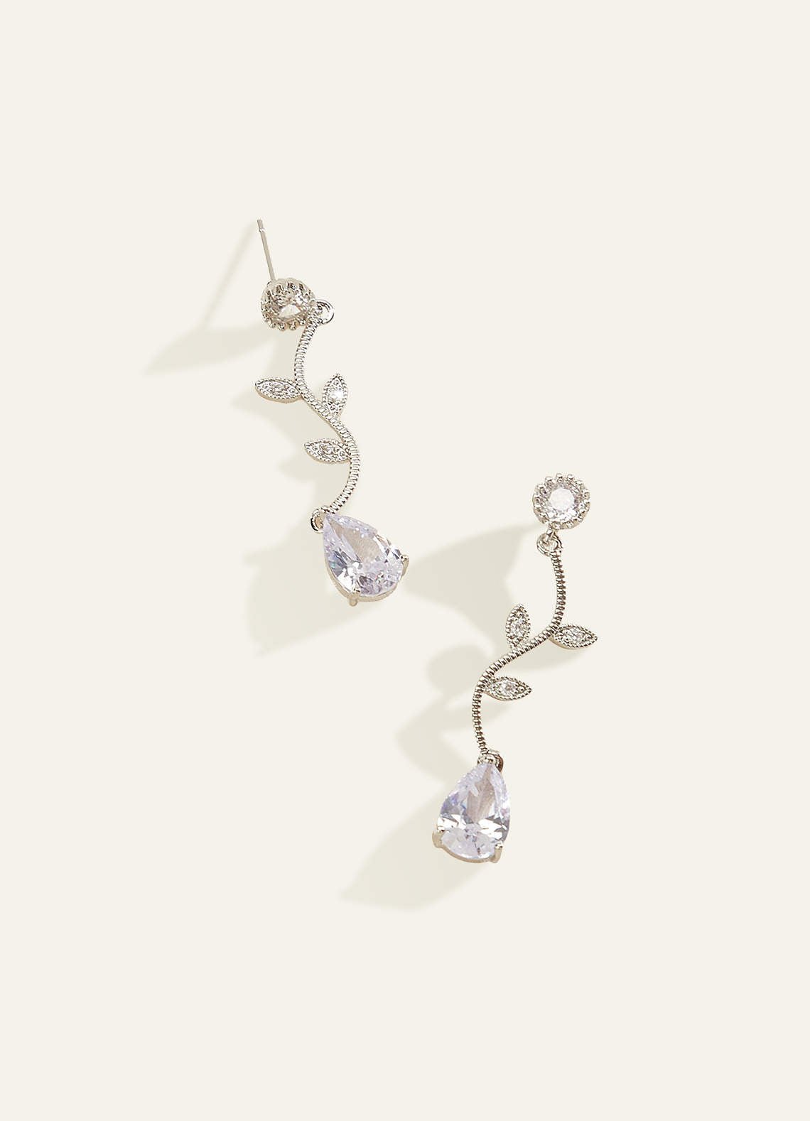 Wavy Crystal Vine Jewelry Set — Silver — 图 17/17