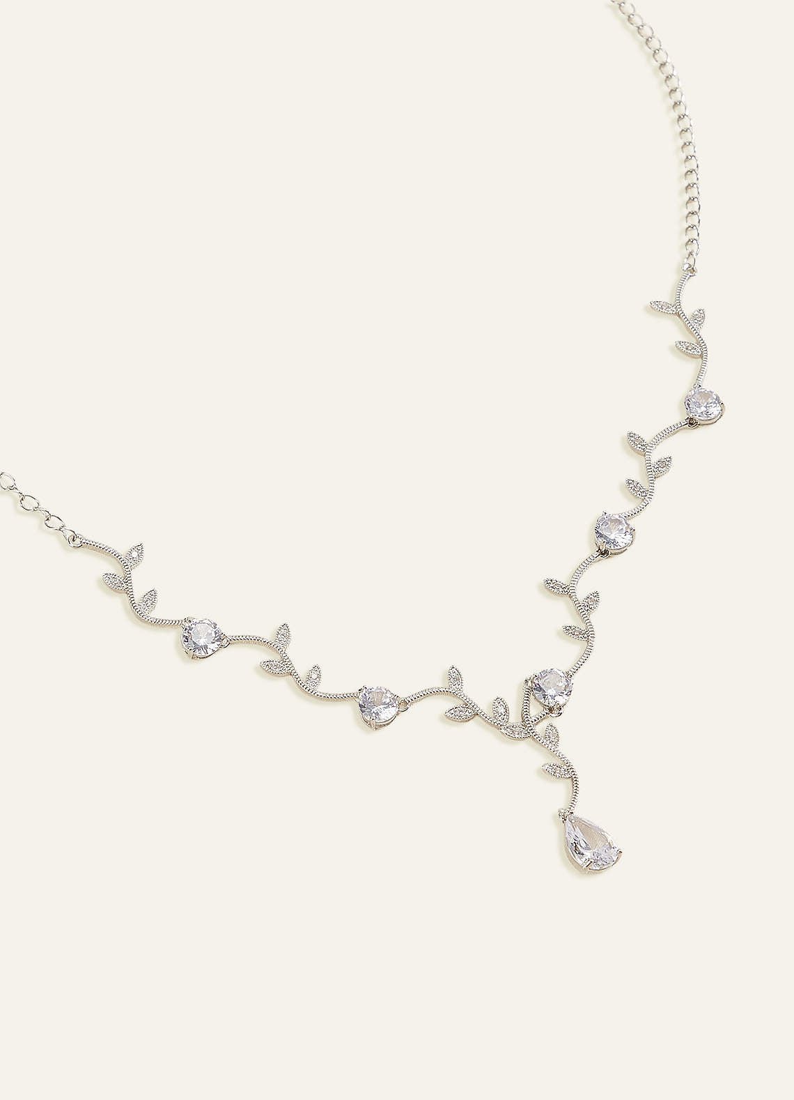 Wavy Crystal Vine Jewelry Set — Silver — 图 16/17
