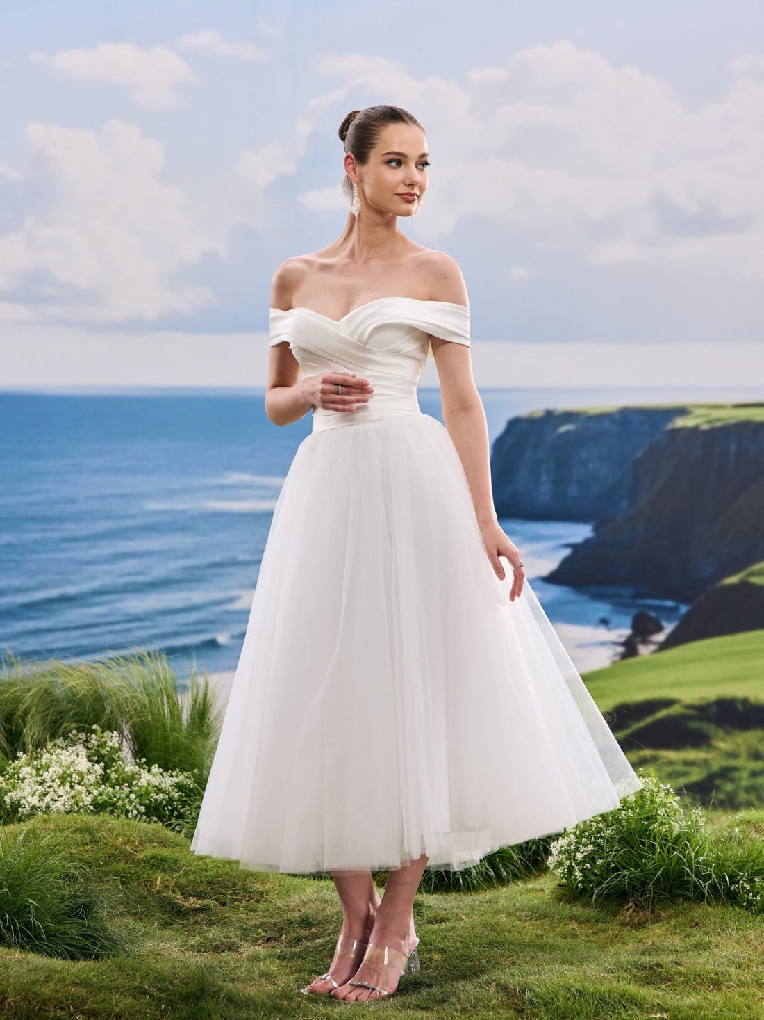 Wenora white A-Line wedding dress, front view