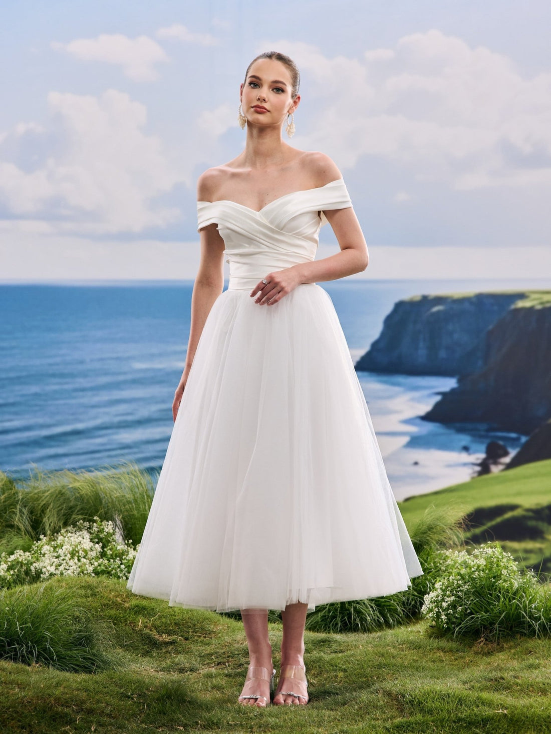 Wenora white A-Line wedding dress, front view