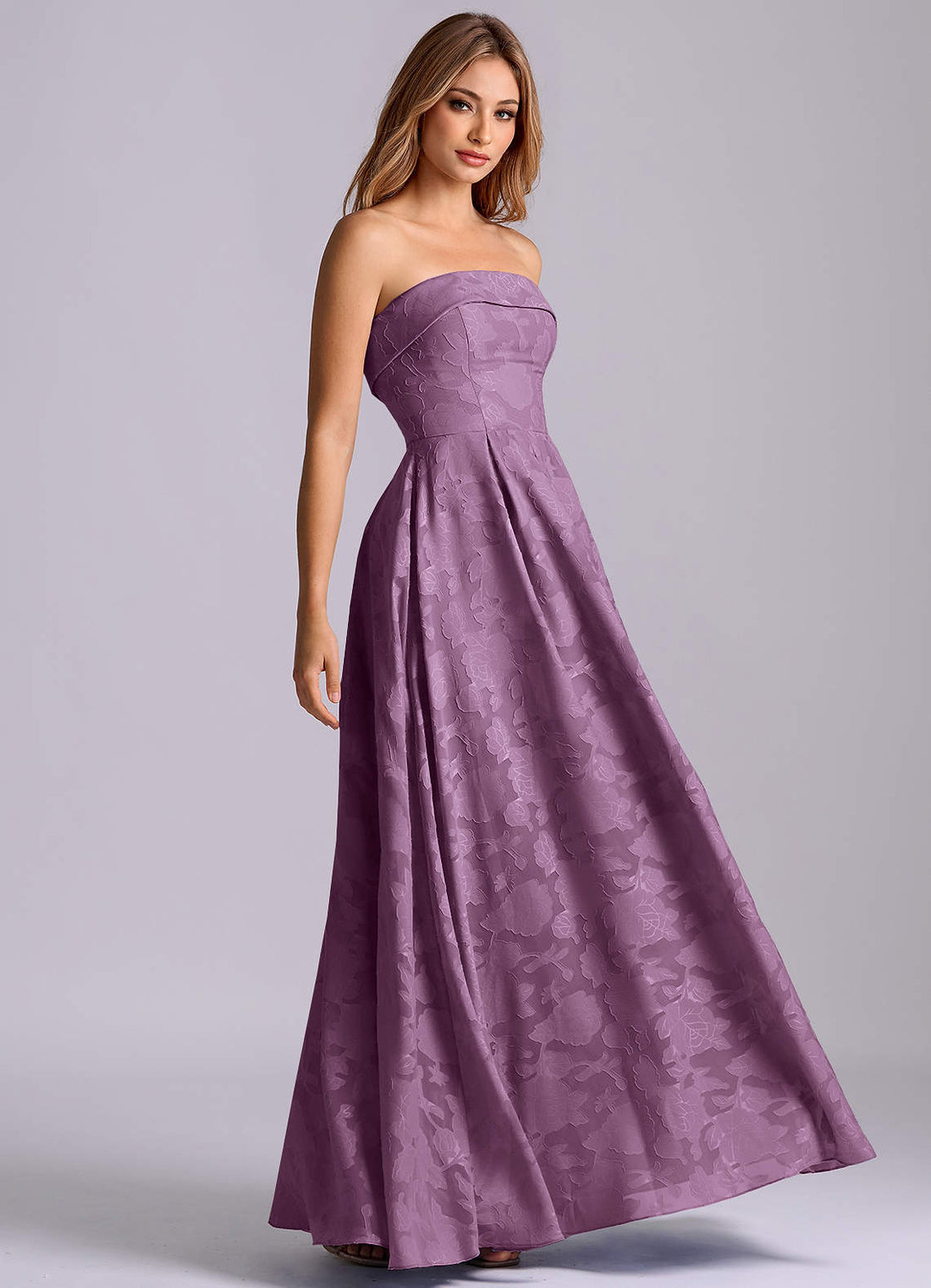 Lucienne A-Line Straight-Neck Floral Burnout Bridesmaid Dress in Wisteria