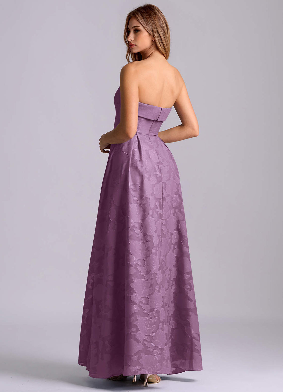 Lucienne A-Line Straight-Neck Floral Burnout Bridesmaid Dress in Wisteria