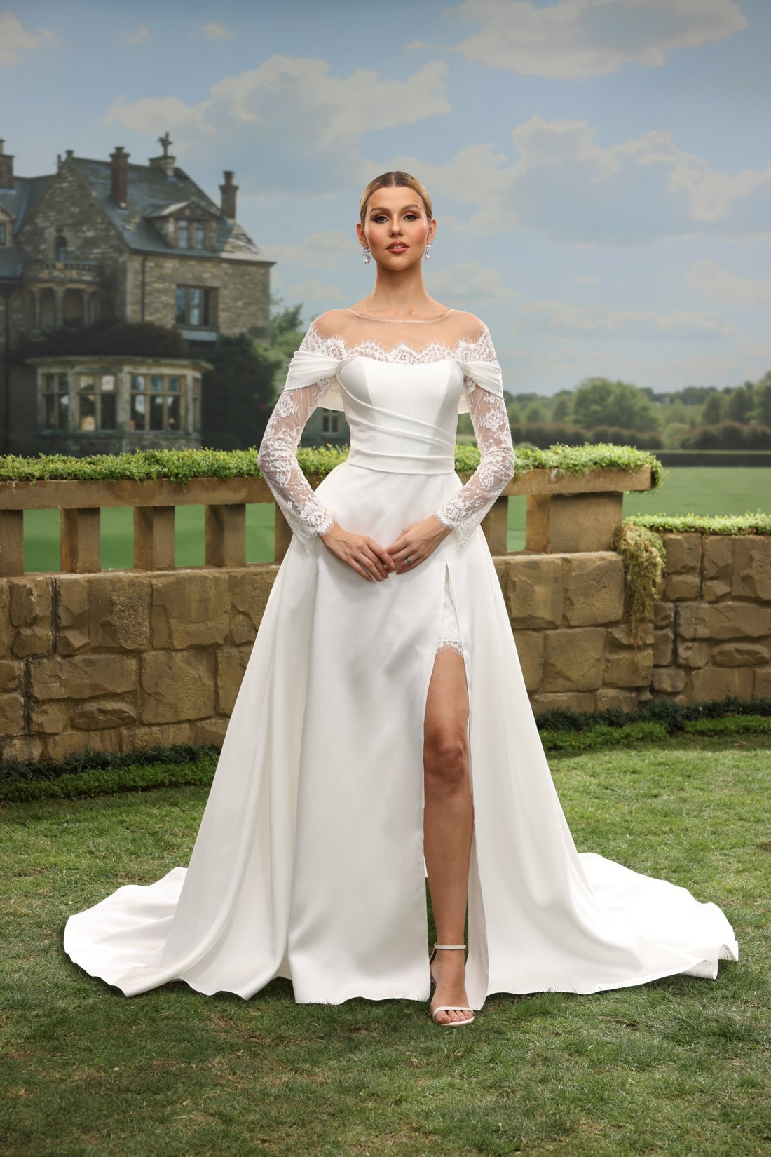 Wrenelle A-Line Off-the-Shoulder wedding dress — front view