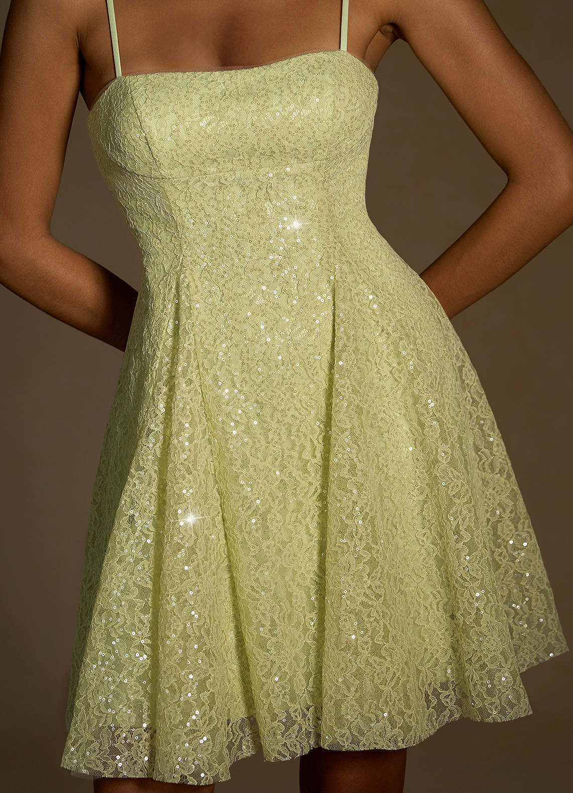 Xenia A-Line Sequin Lace Prom Dress in Dusty Green