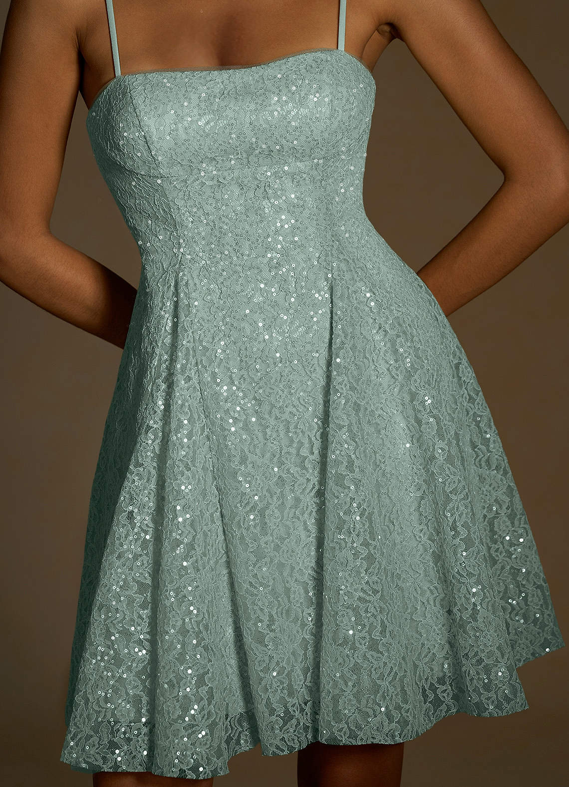 Xenia A-Line Sequin Lace Prom Dress in Tequila