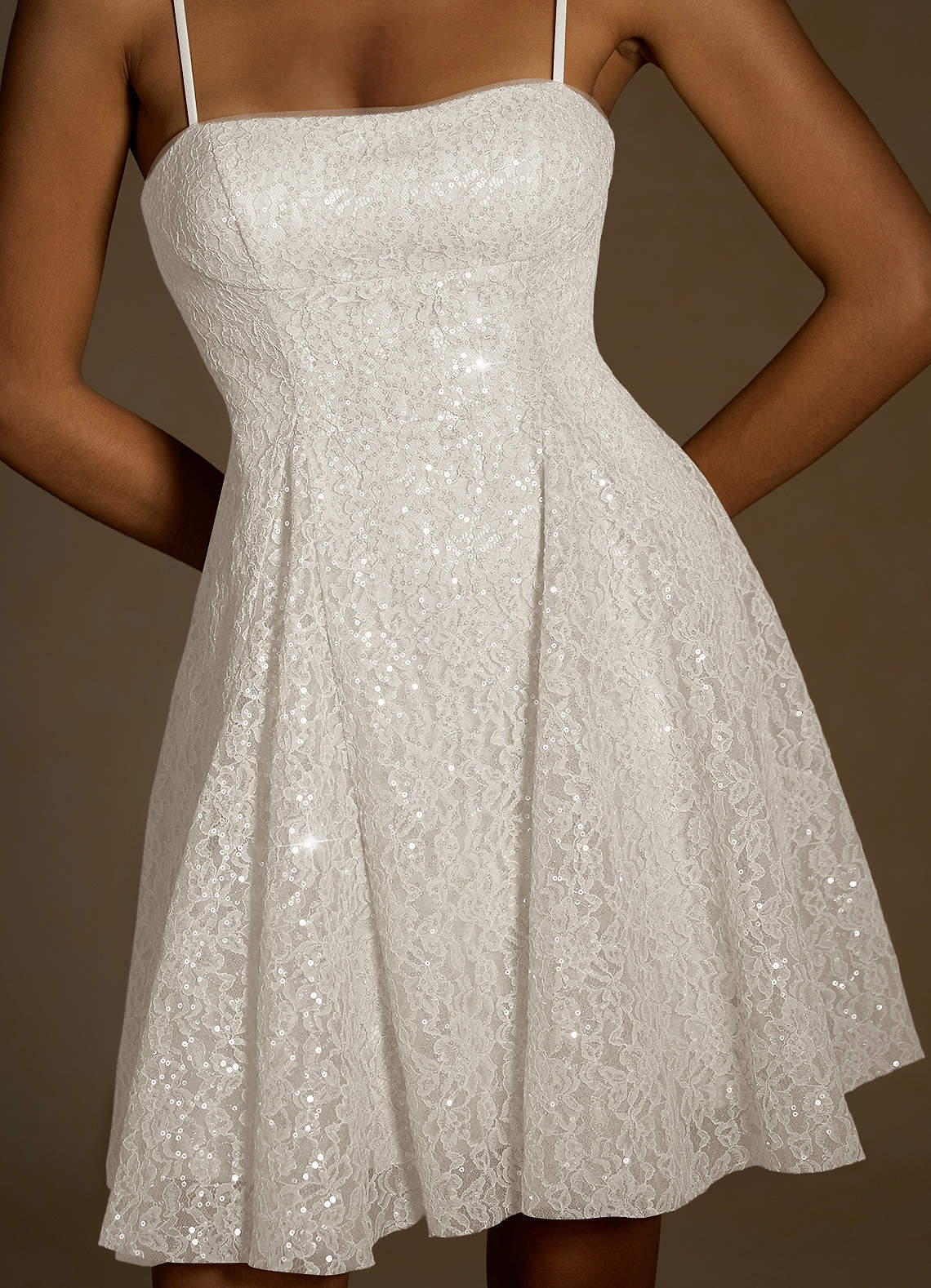 Xenia A-Line Sequin Lace Prom Dress in White