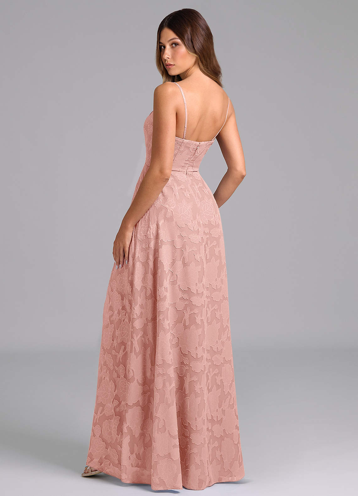 Wren A-Line Strapless Floral Burnout Bridesmaid Dress in Rosette