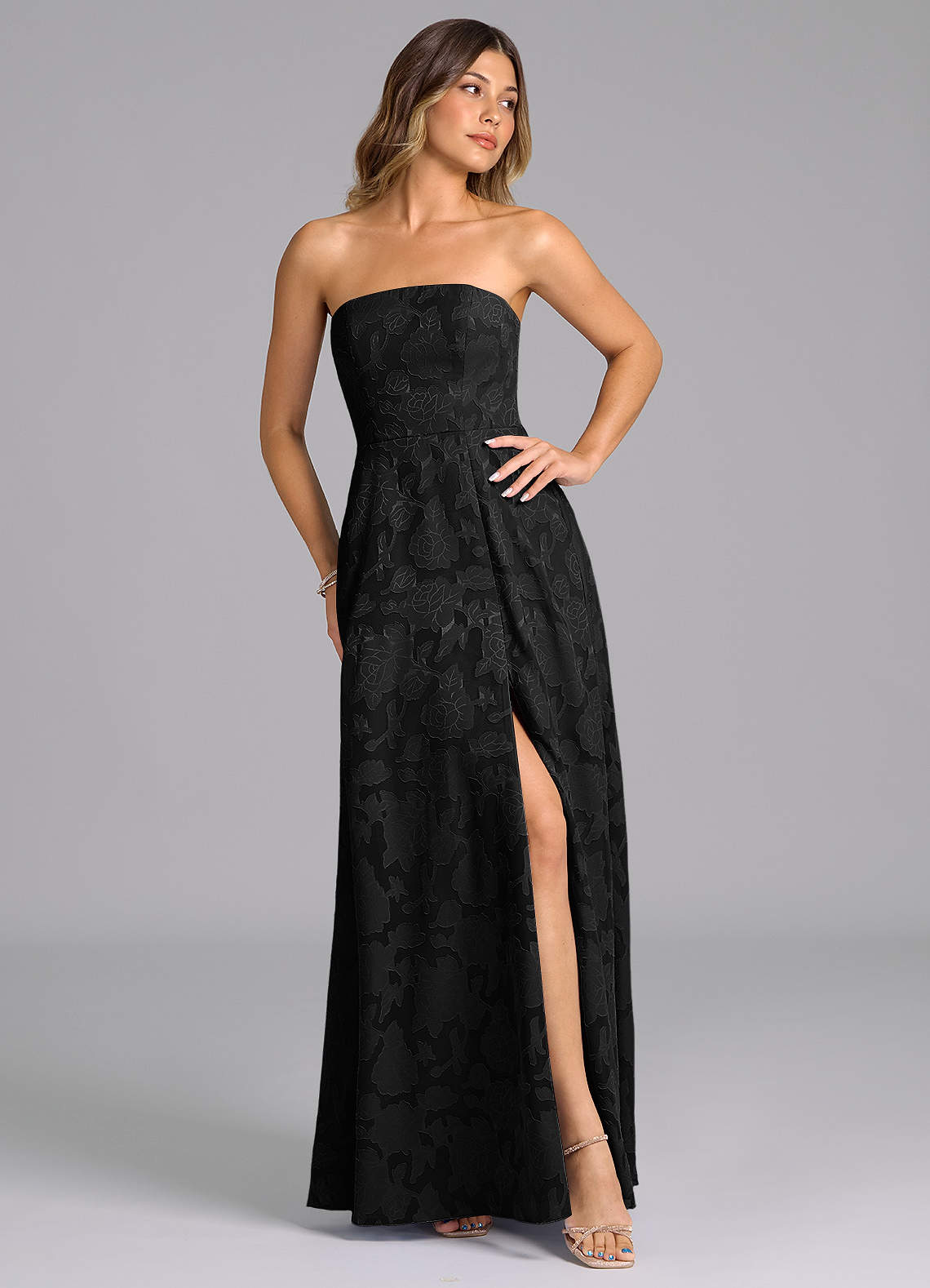 Wren A-Line Strapless Floral Burnout Bridesmaid Dress