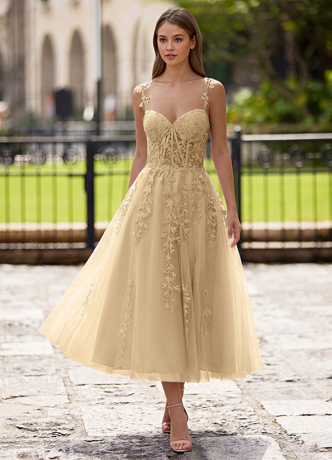Zosia A-Line Lace-Up Tulle Prom Dress in black