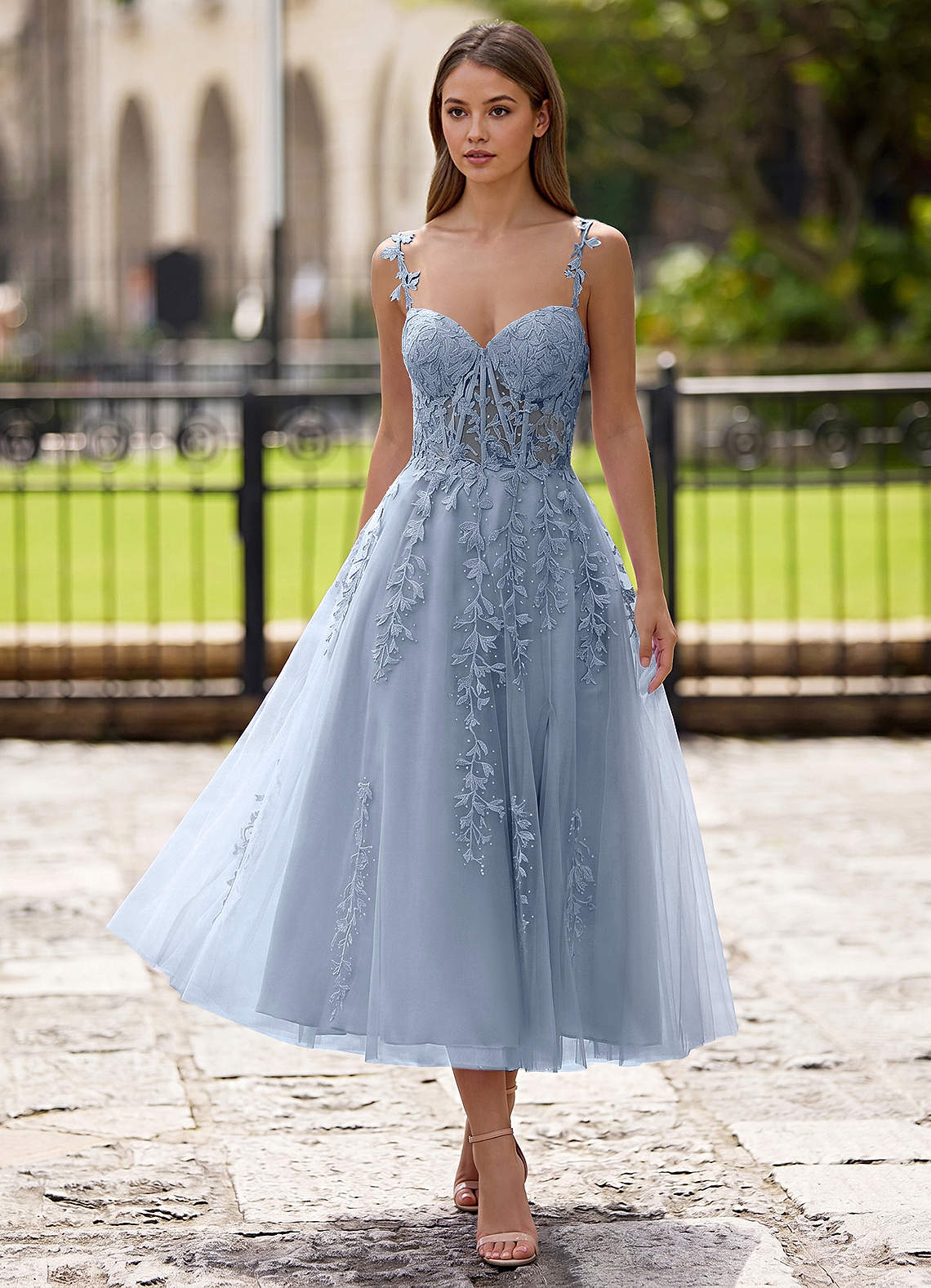 Zosia A-Line Lace-Up Tulle Prom Dress in black