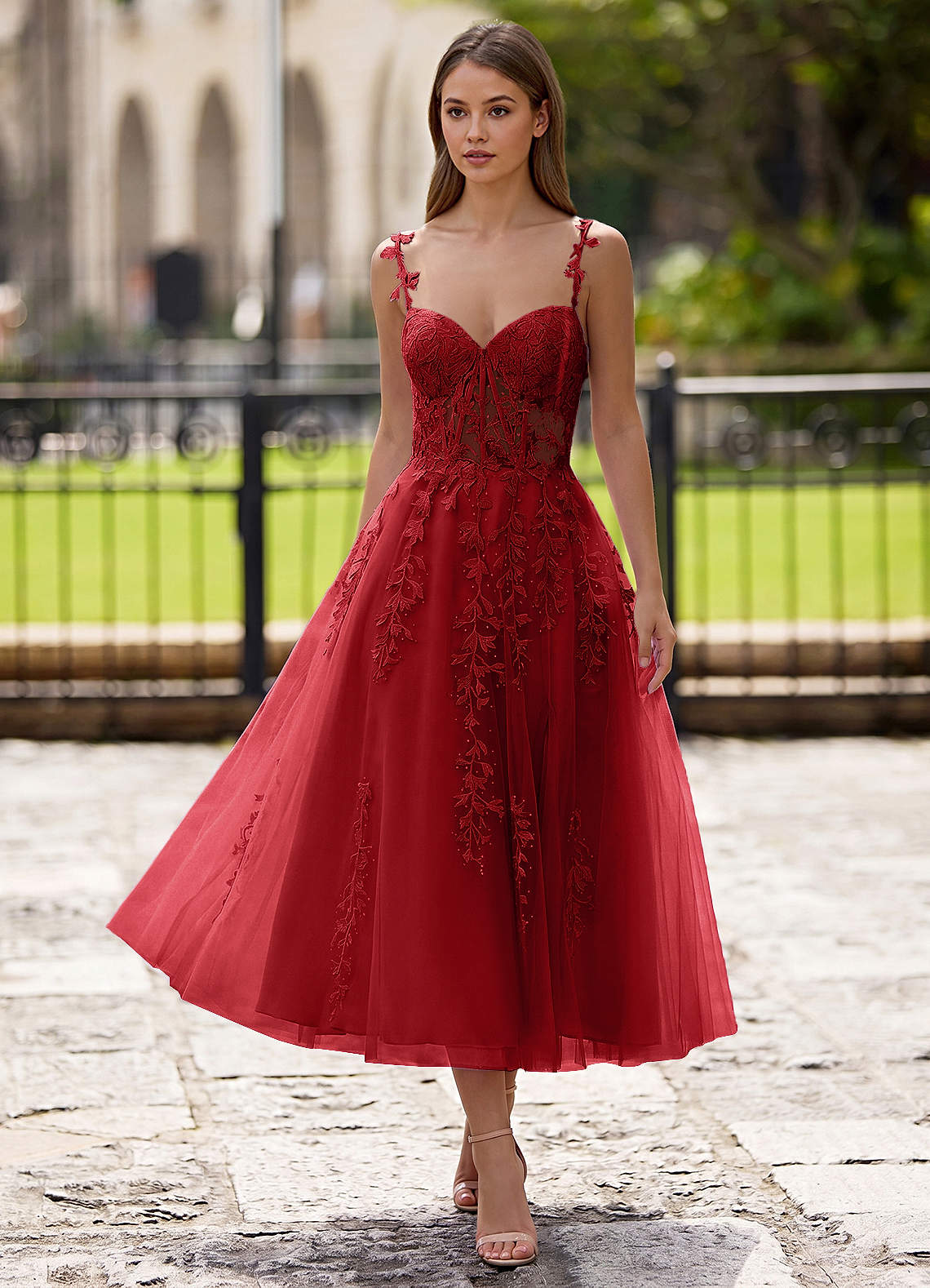 Zosia A-Line Lace-Up Tulle Prom Dress in black