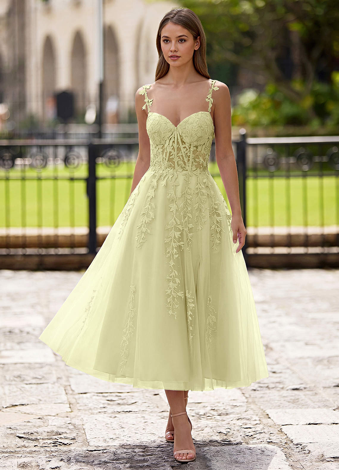 Zosia A-Line Lace-Up Tulle Prom Dress in black