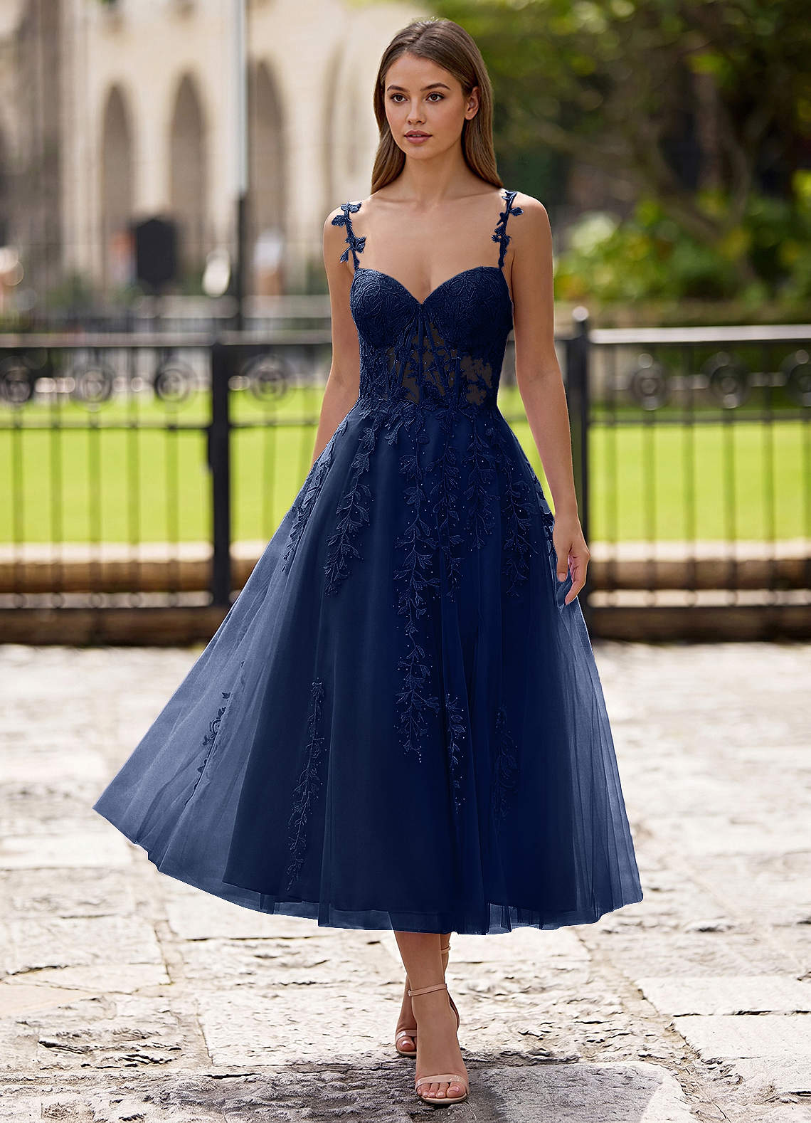 Zosia A-Line Lace-Up Tulle Prom Dress in black
