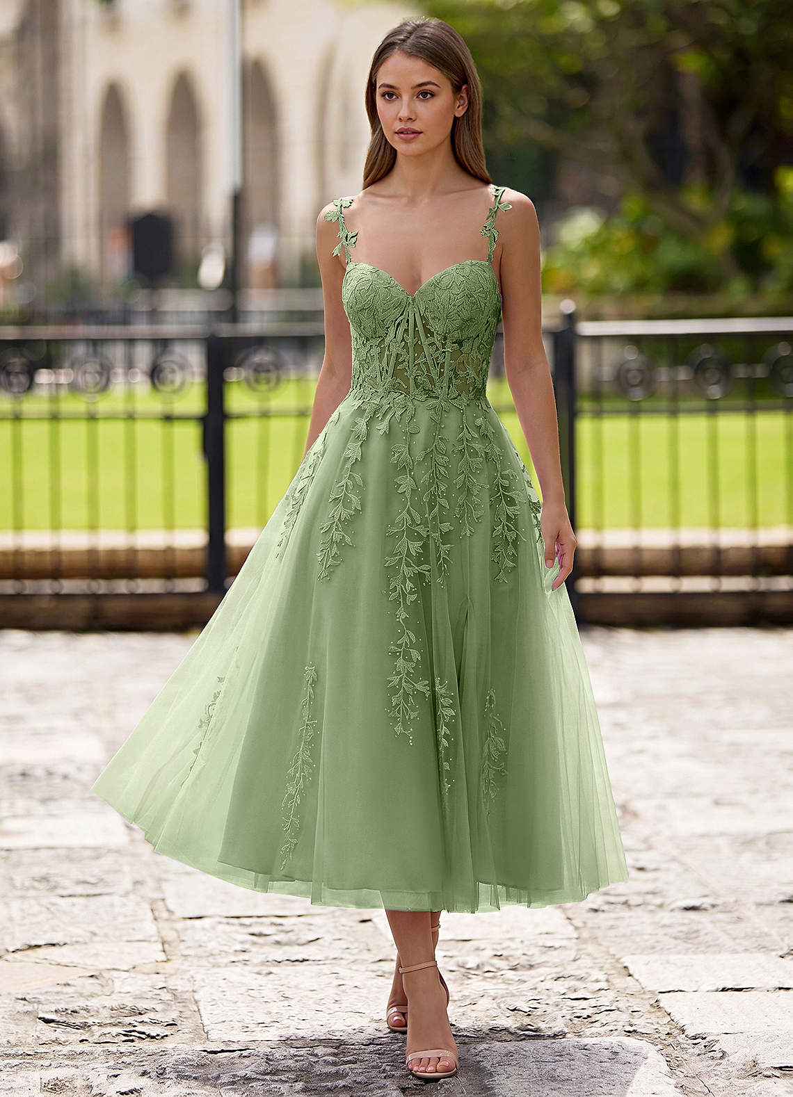 Zosia A-Line Lace-Up Tulle Prom Dress in black