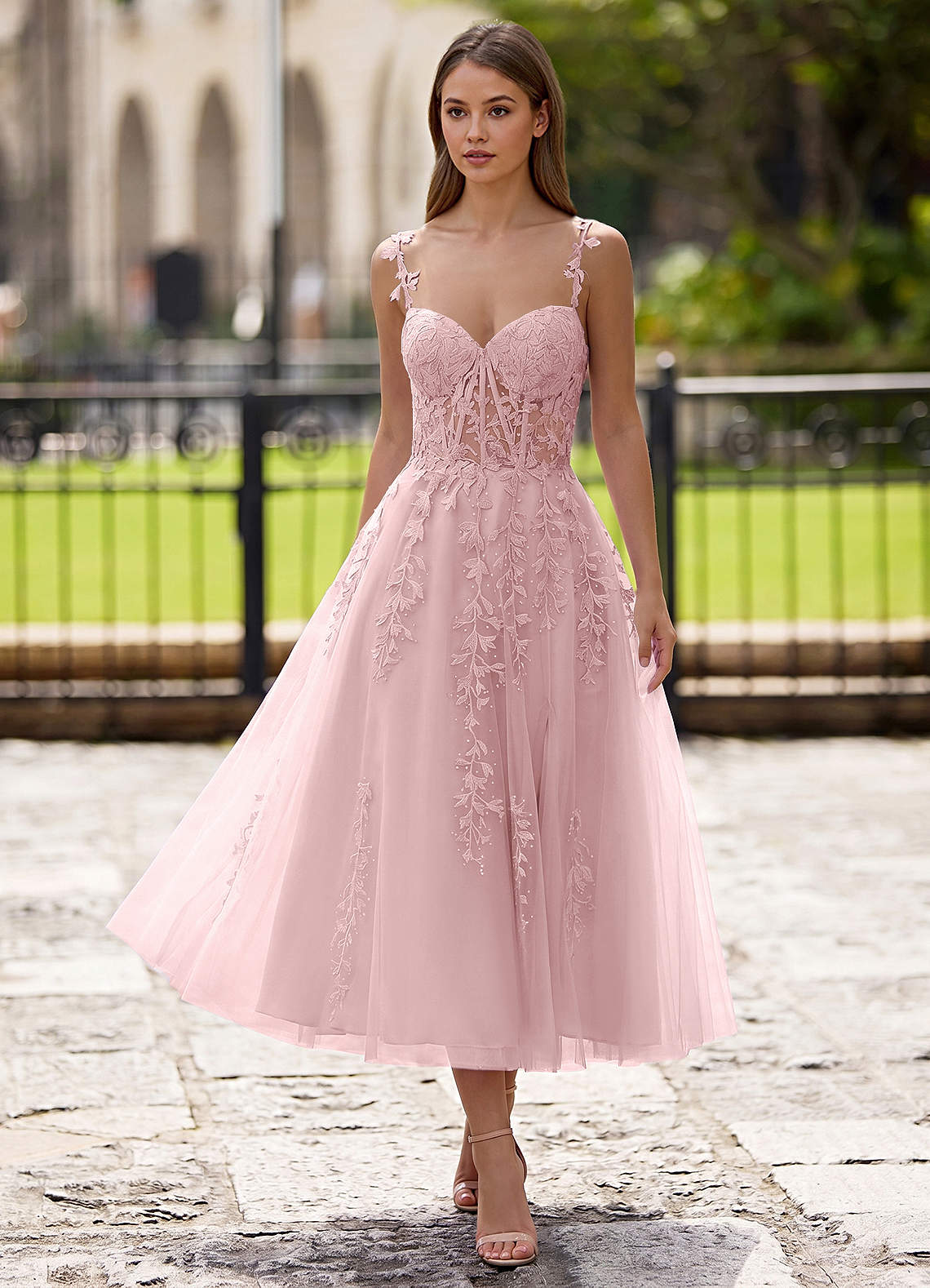 Zosia A-Line Lace-Up Tulle Prom Dress in black