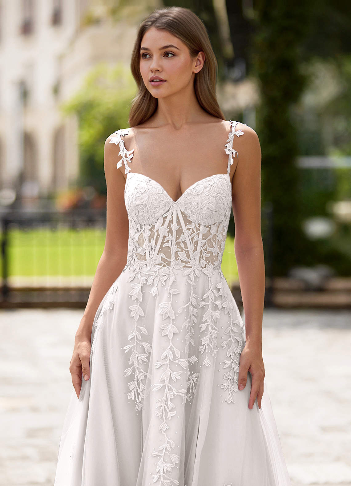 Zosia A-Line Lace-Up Tulle Prom Dress in white