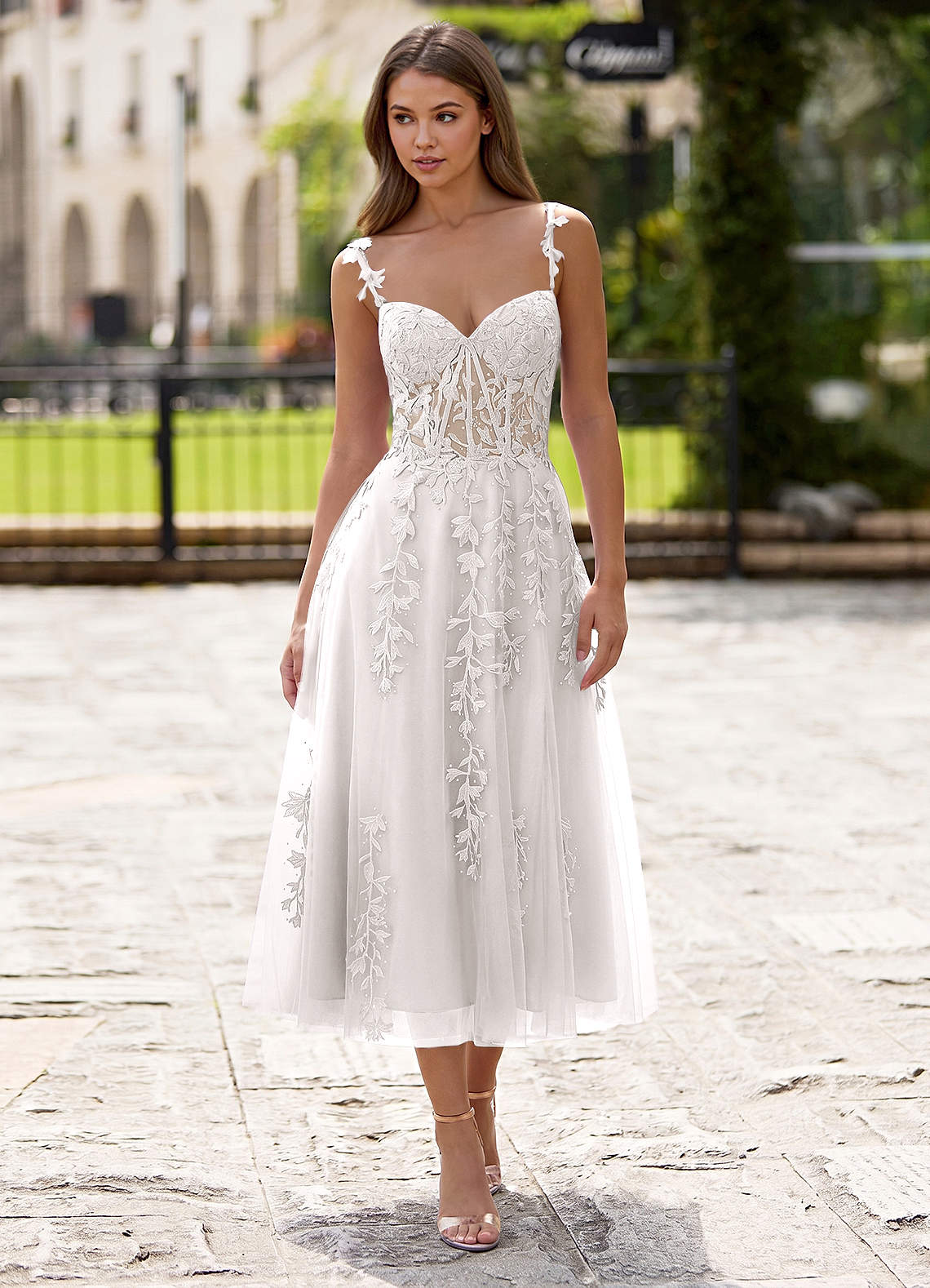 Zosia A-Line Lace-Up Tulle Prom Dress in white
