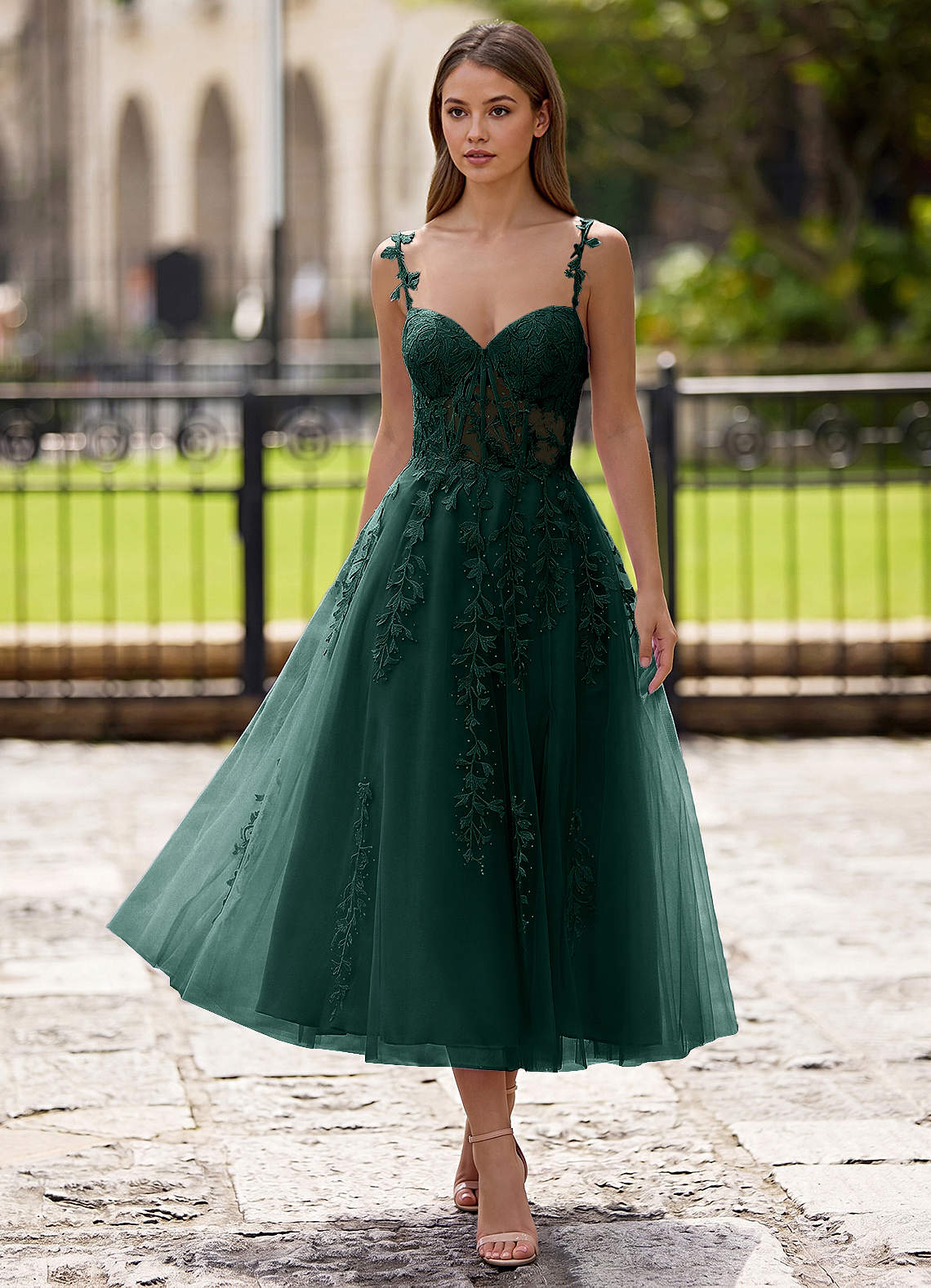 Zosia A-Line Lace-Up Tulle Prom Dress in black